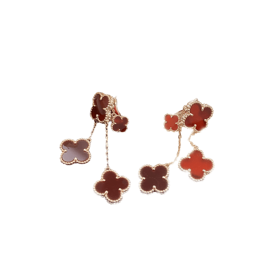 [Psychic Jewelrys]CLOVER EARRINGS CARNELIAN 4 MOTIFS PINK GOLD