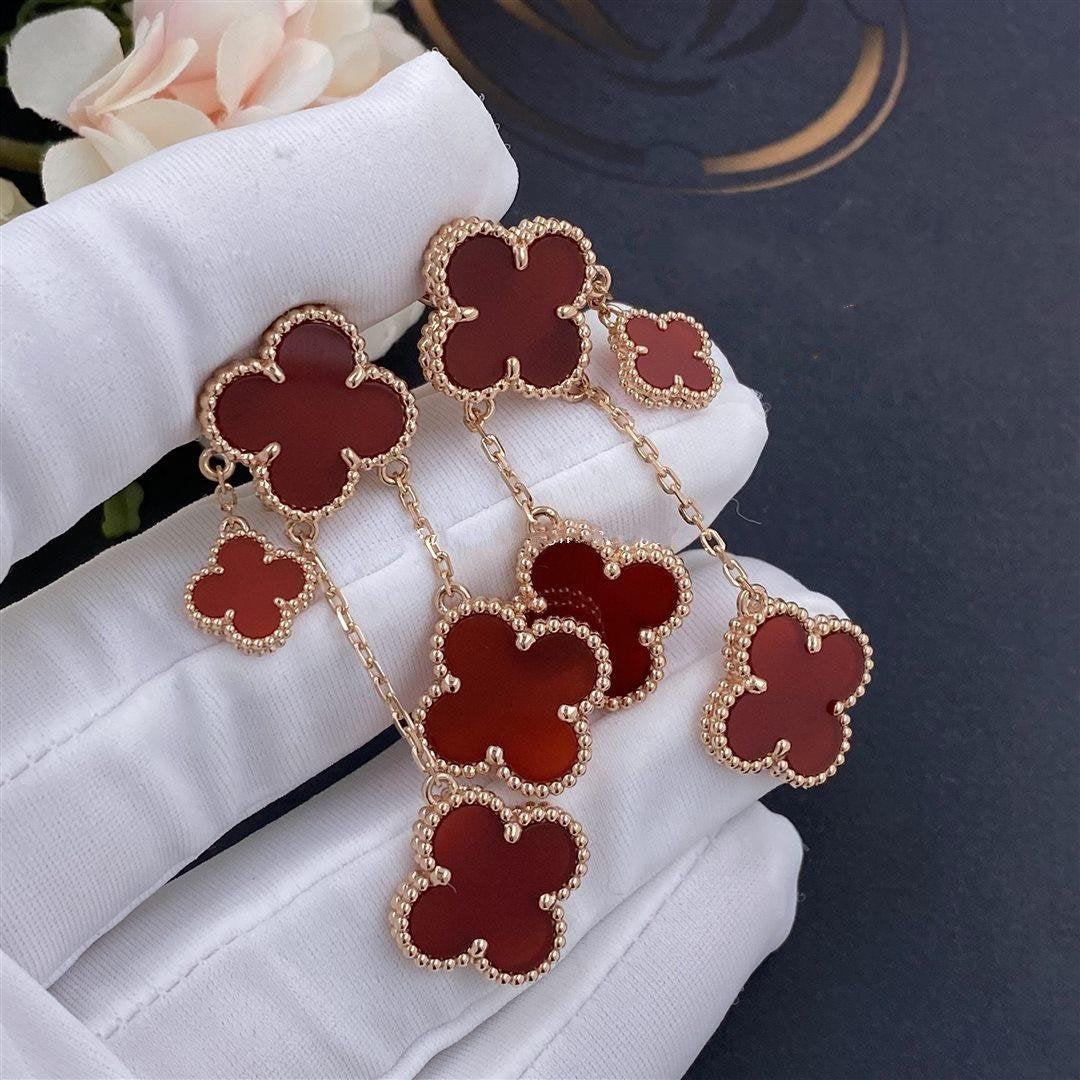 [Psychic Jewelrys]CLOVER EARRINGS CARNELIAN 4 MOTIFS PINK GOLD