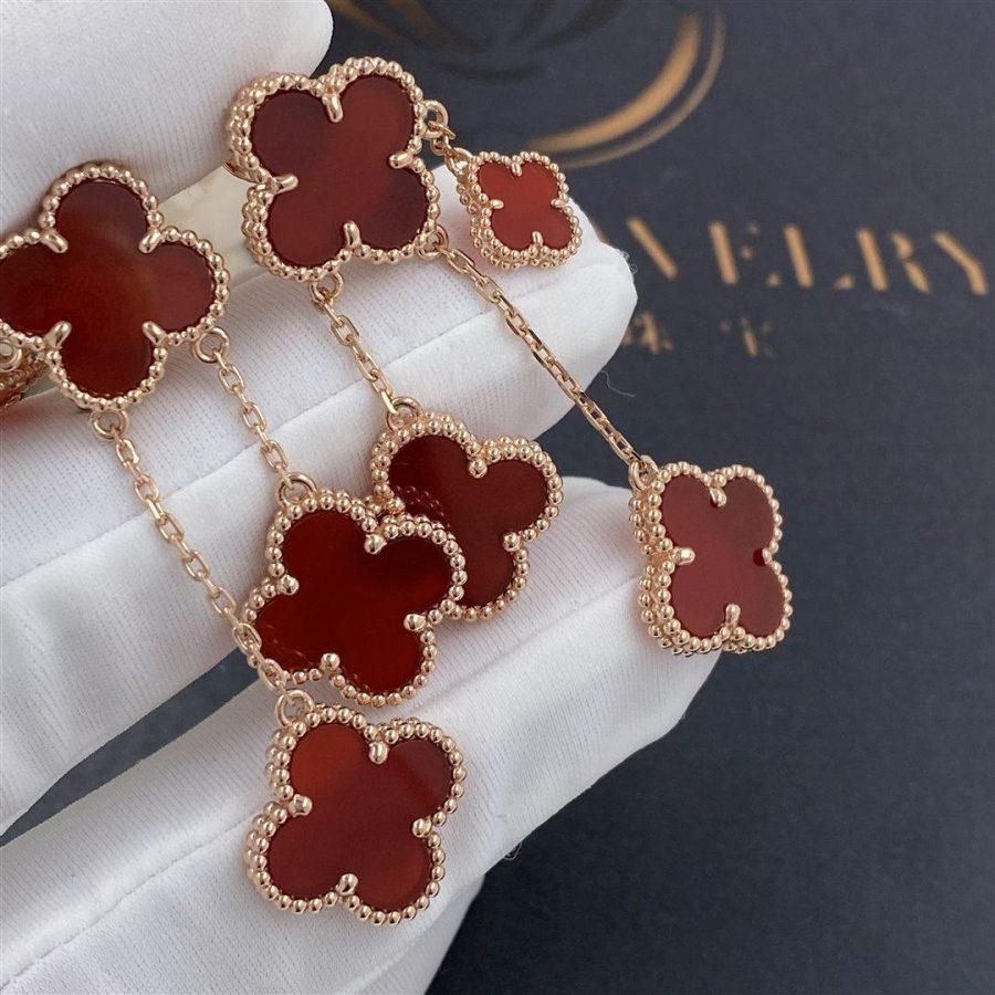 [Psychic Jewelrys]CLOVER EARRINGS CARNELIAN 4 MOTIFS PINK GOLD