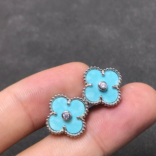 [Psychic Jewelrys]CLOVER 1 DIAMOND BLUE SKY SILVER EARRINGS