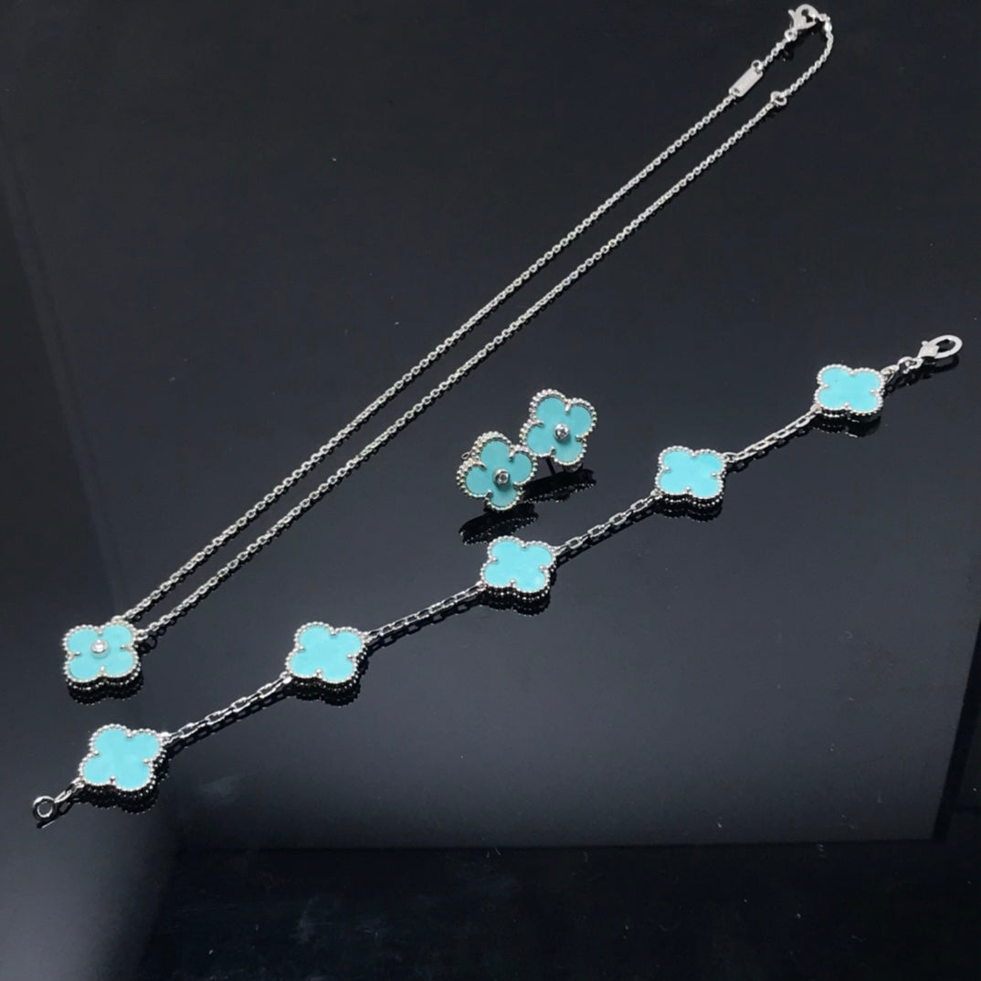 [Psychic Jewelrys]CLOVER 1 DIAMOND BLUE SKY SILVER EARRINGS