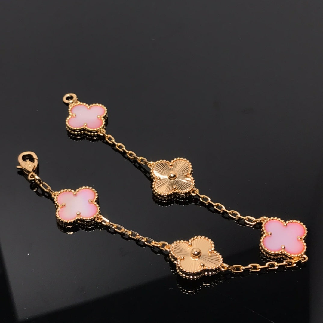 [Psychic Jewelrys]CLOVER BRACELET 5 MOTIF PINK AND PINK GOLD