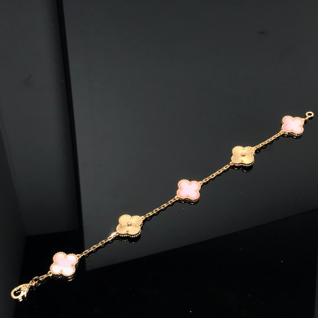 [Psychic Jewelrys]CLOVER BRACELET 5 MOTIF PINK AND PINK GOLD