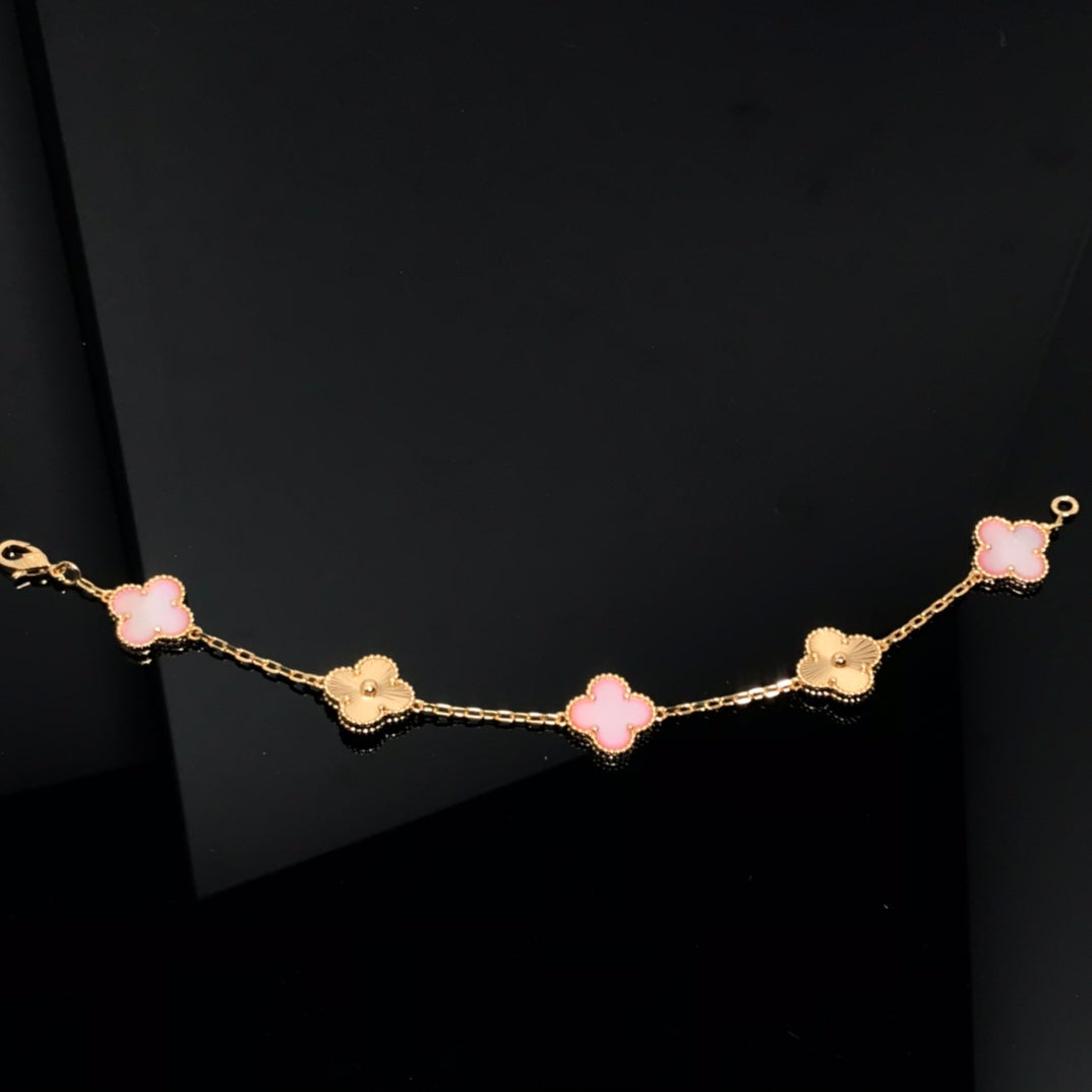[Psychic Jewelrys]CLOVER BRACELET 5 MOTIF PINK AND PINK GOLD