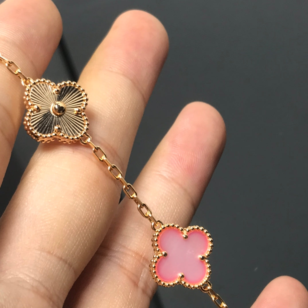 [Psychic Jewelrys]CLOVER BRACELET 5 MOTIF PINK AND PINK GOLD
