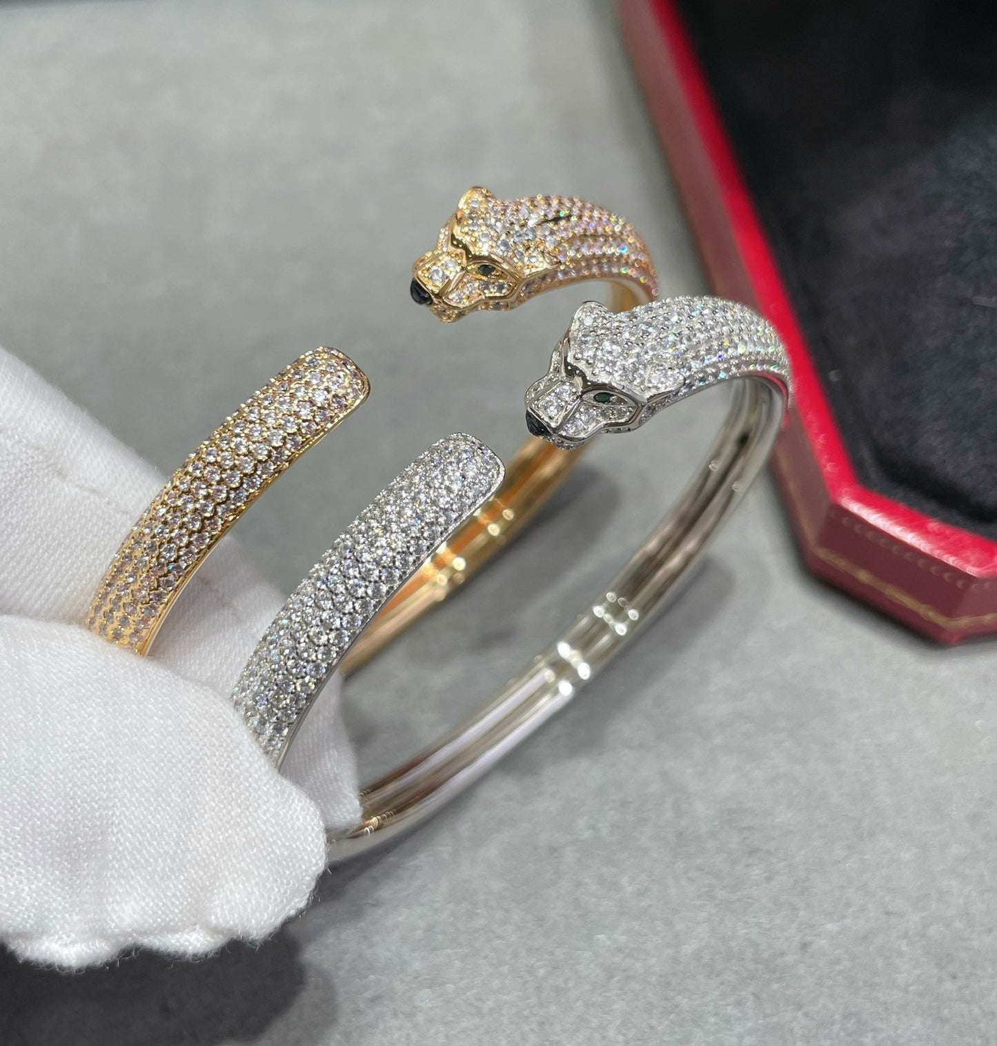 [Psychic Jewelrys]PANTHERE FULL DIAMOND OPEN BRACELET