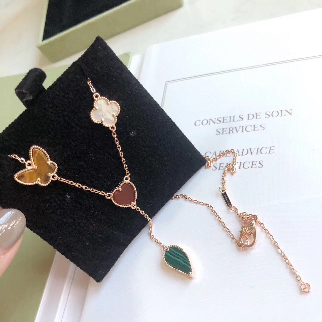[Psychic Jewelrys]LUCKY SPRING 4 MOTIFS ROSE GOLD NECKLACE