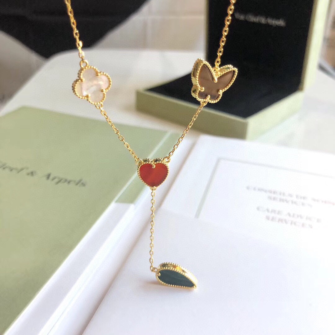[Psychic Jewelrys]LUCKY SPRING 4 MOTIFS ROSE GOLD NECKLACE