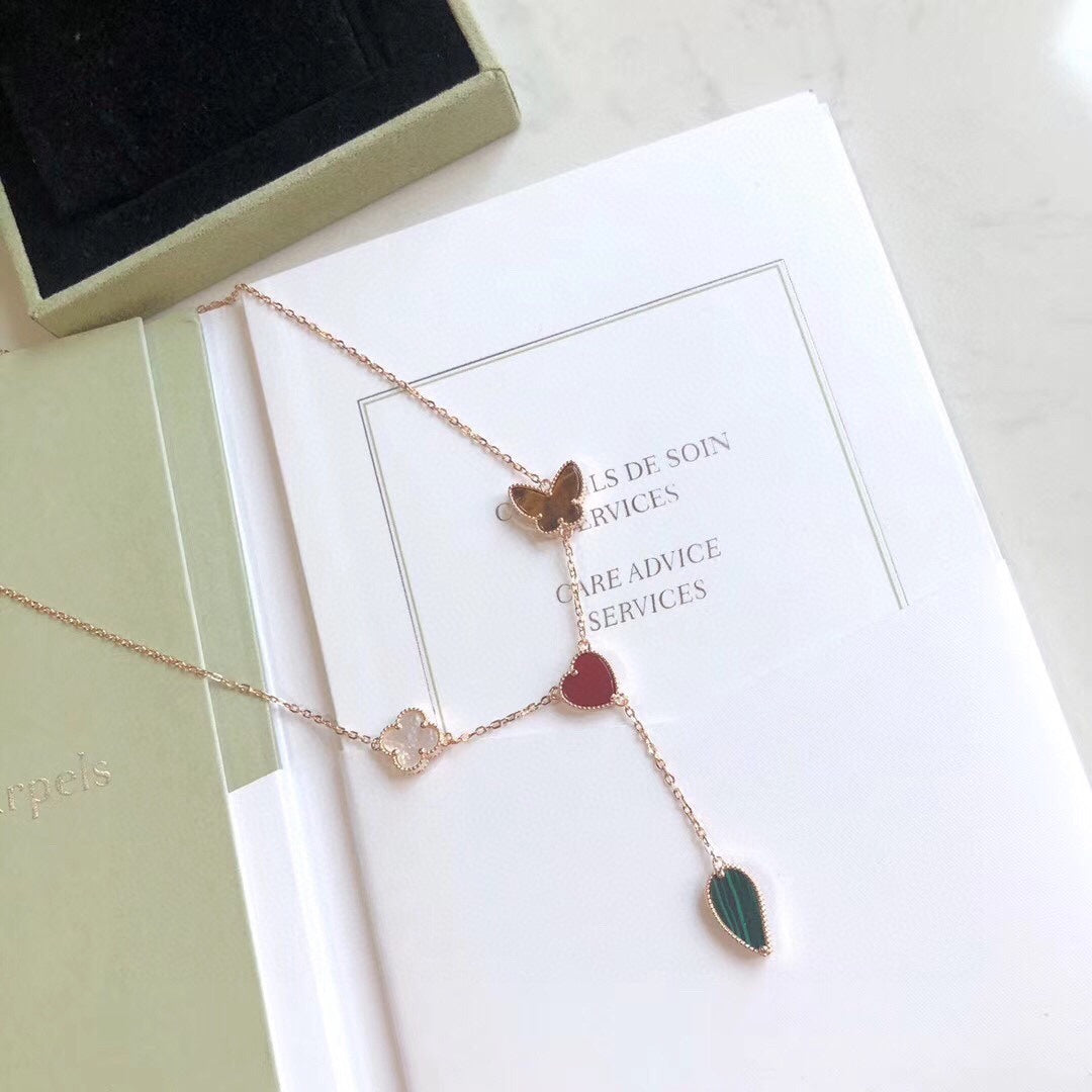 [Psychic Jewelrys]LUCKY SPRING 4 MOTIFS ROSE GOLD NECKLACE