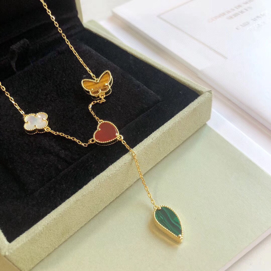 [Psychic Jewelrys]LUCKY SPRING 4 MOTIFS ROSE GOLD NECKLACE