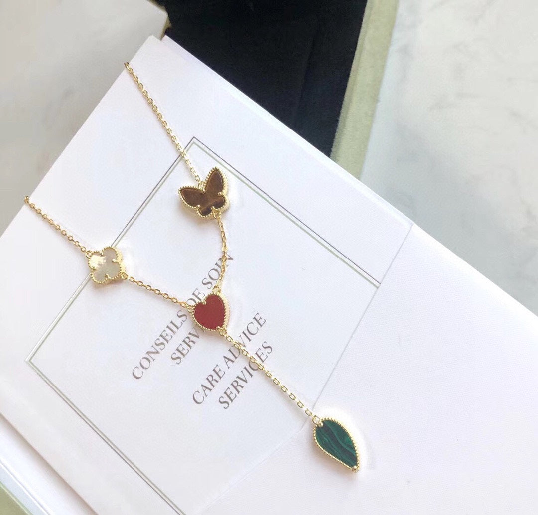 [Psychic Jewelrys]LUCKY SPRING 4 MOTIFS ROSE GOLD NECKLACE