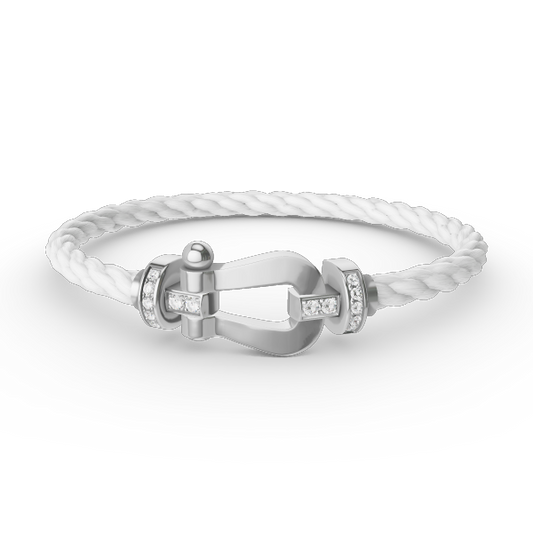[Psychic Jewelrys]FORCE LARGE HORSESHOE HALF DIAMOND BRACELET SILVER
