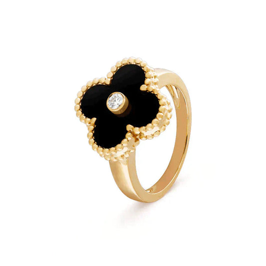 [Psychic Jewelrys]CLOVER ONYX RING GOLD DIAMOND