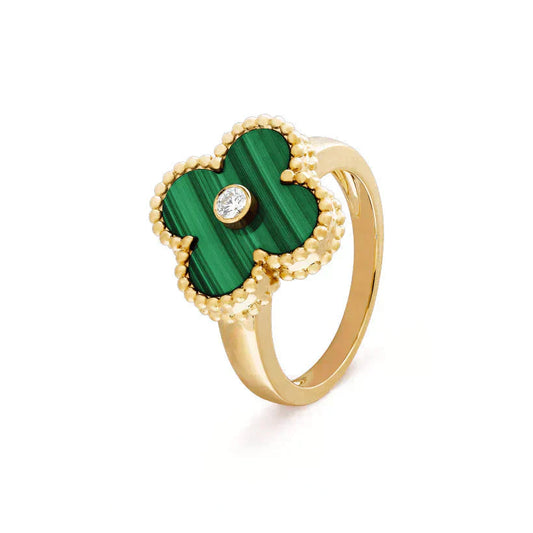 [Psychic Jewelrys]CLOVER MALACHITE RING GOLD DIAMOND