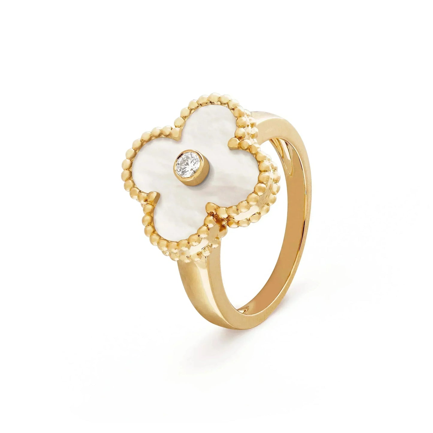 [Psychic Jewelrys]CLOVER PINK MOP RING GOLD DIAMOND