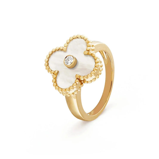[Psychic Jewelrys]CLOVER PINK MOP RING GOLD DIAMOND