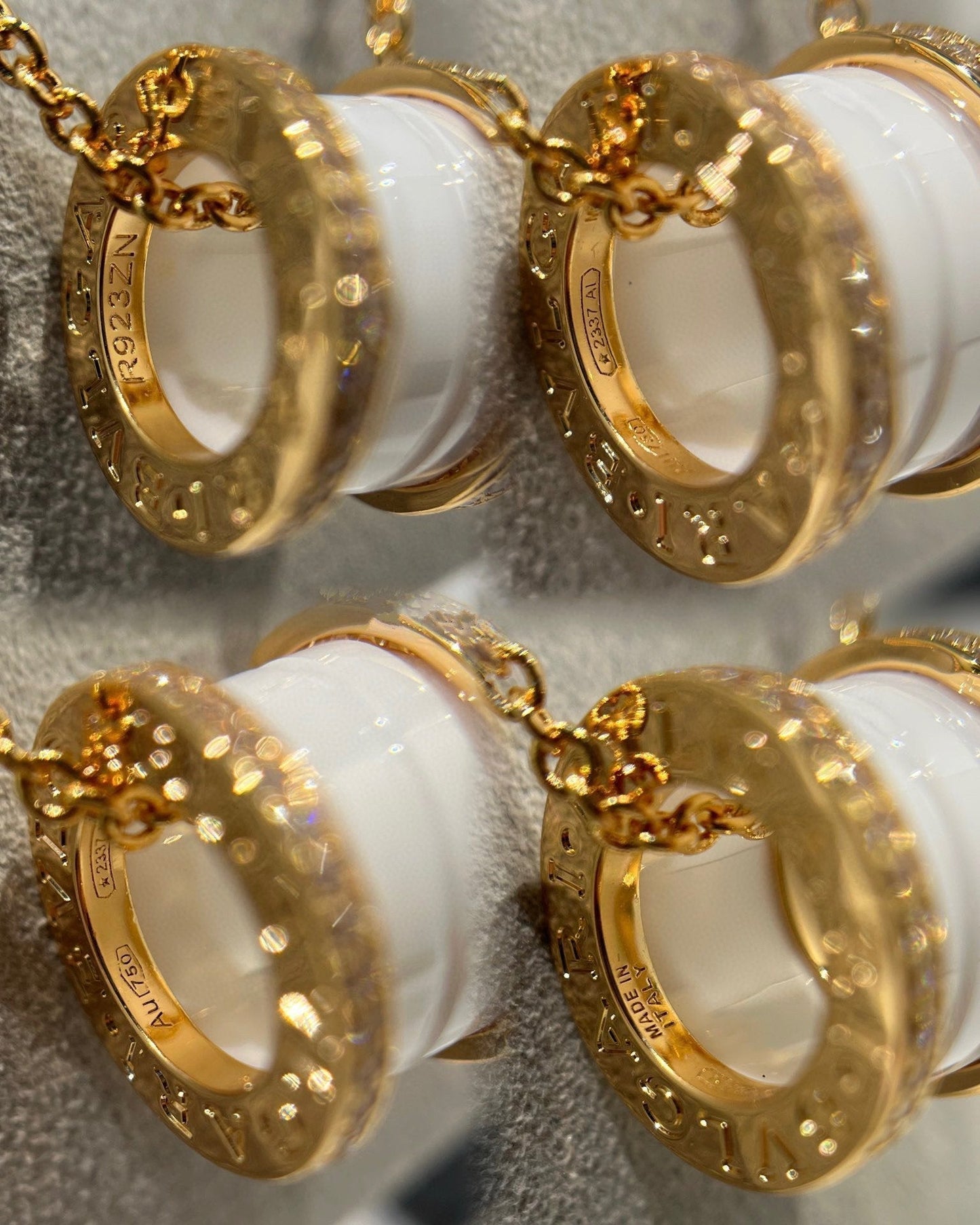 [Psychic Jewelrys]ZERO 1 WHITE CERAMIC DIAMOND PINK GOLD NECKLACE